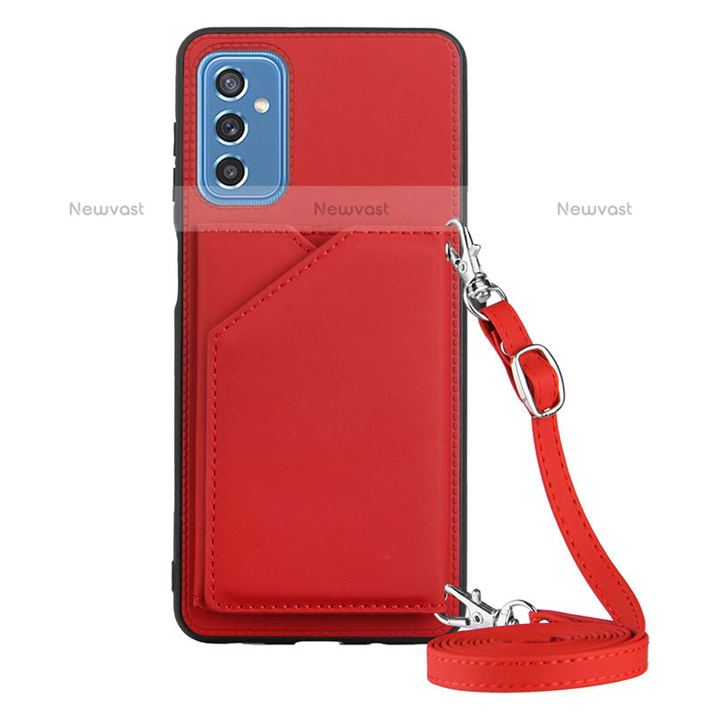 Soft Luxury Leather Snap On Case Cover Y02B for Samsung Galaxy M52 5G Red