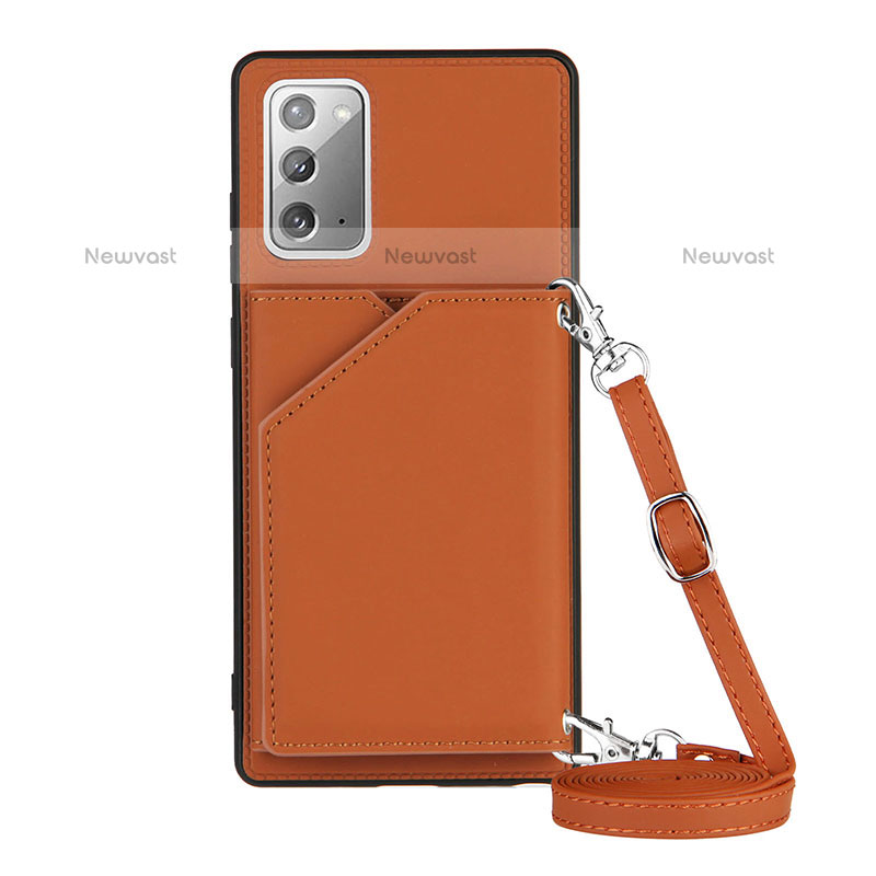 Soft Luxury Leather Snap On Case Cover Y02B for Samsung Galaxy Note 20 5G Brown