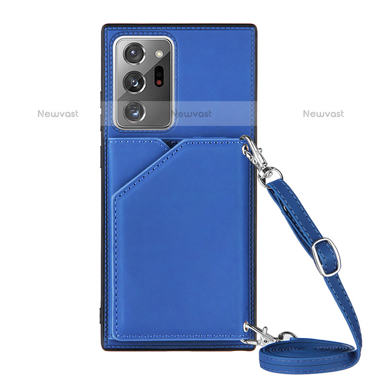 Soft Luxury Leather Snap On Case Cover Y02B for Samsung Galaxy Note 20 Ultra 5G Blue