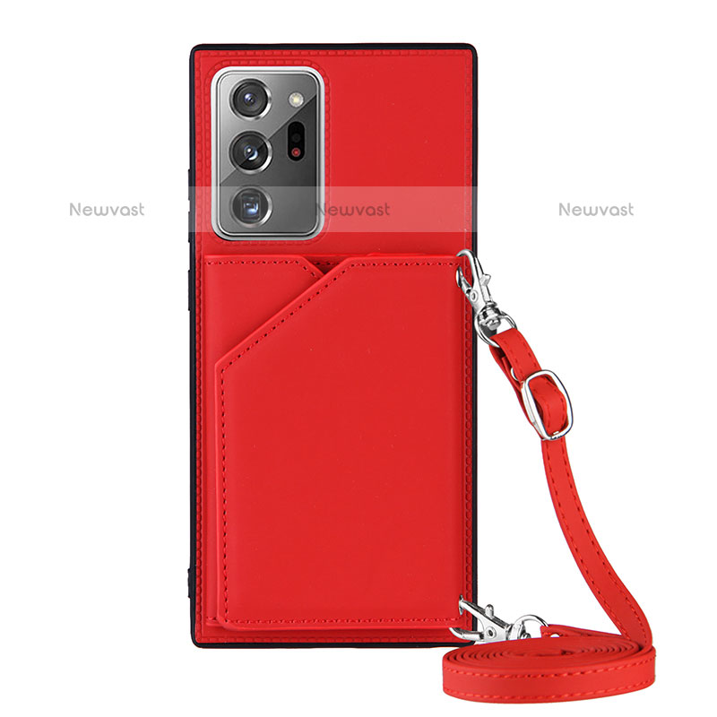 Soft Luxury Leather Snap On Case Cover Y02B for Samsung Galaxy Note 20 Ultra 5G Red