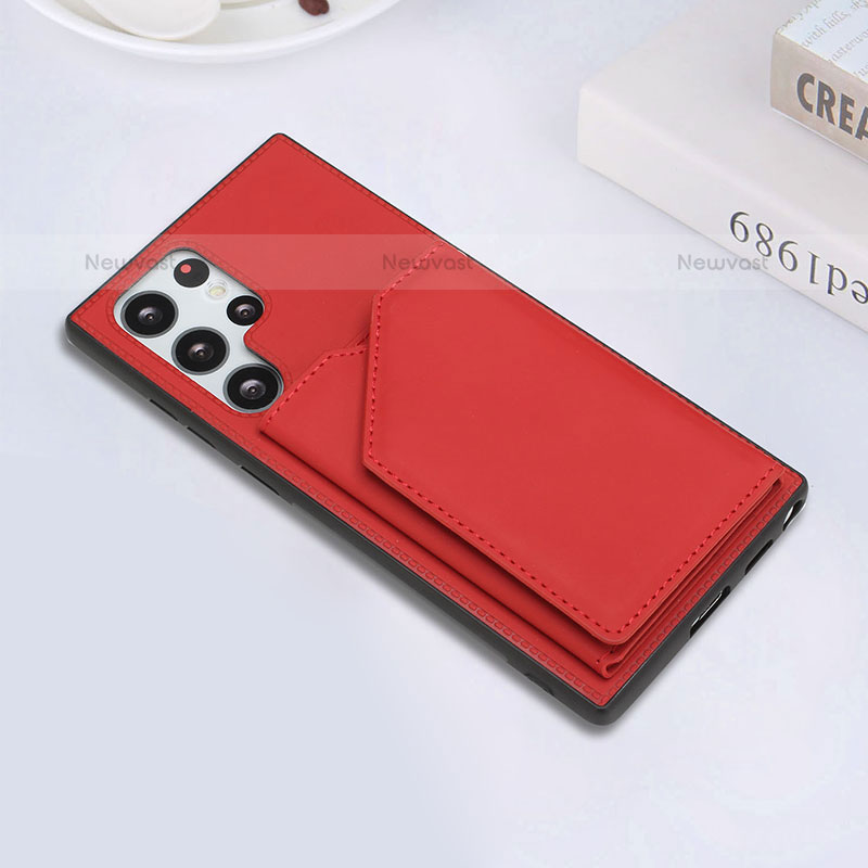 Soft Luxury Leather Snap On Case Cover Y02B for Samsung Galaxy S22 Ultra 5G