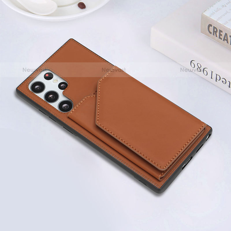 Soft Luxury Leather Snap On Case Cover Y02B for Samsung Galaxy S22 Ultra 5G