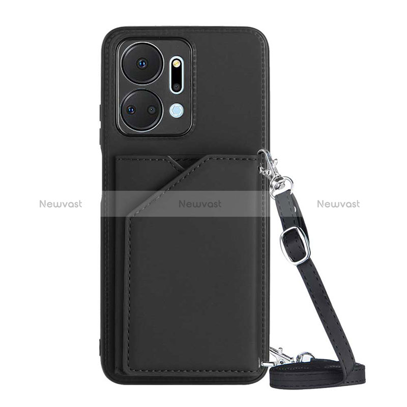 Soft Luxury Leather Snap On Case Cover Y03B for Huawei Honor X7a Black