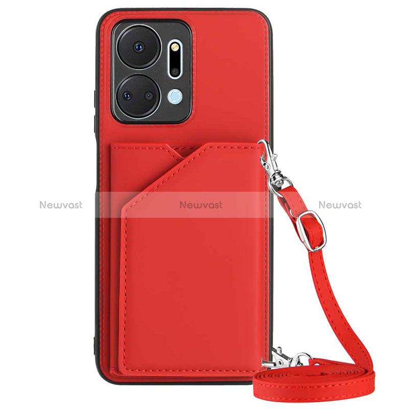 Soft Luxury Leather Snap On Case Cover Y03B for Huawei Honor X7a Red