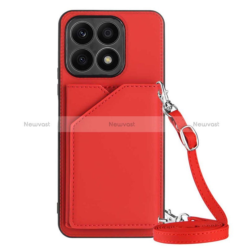 Soft Luxury Leather Snap On Case Cover Y03B for Huawei Honor X8a 4G Red