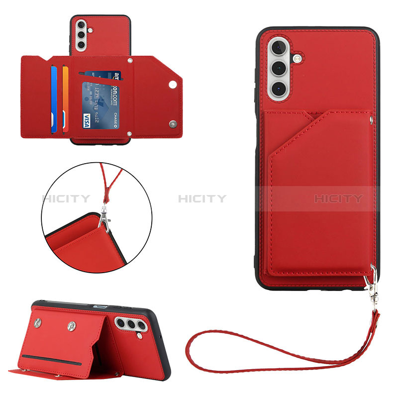 Soft Luxury Leather Snap On Case Cover Y03B for Samsung Galaxy A04s Red