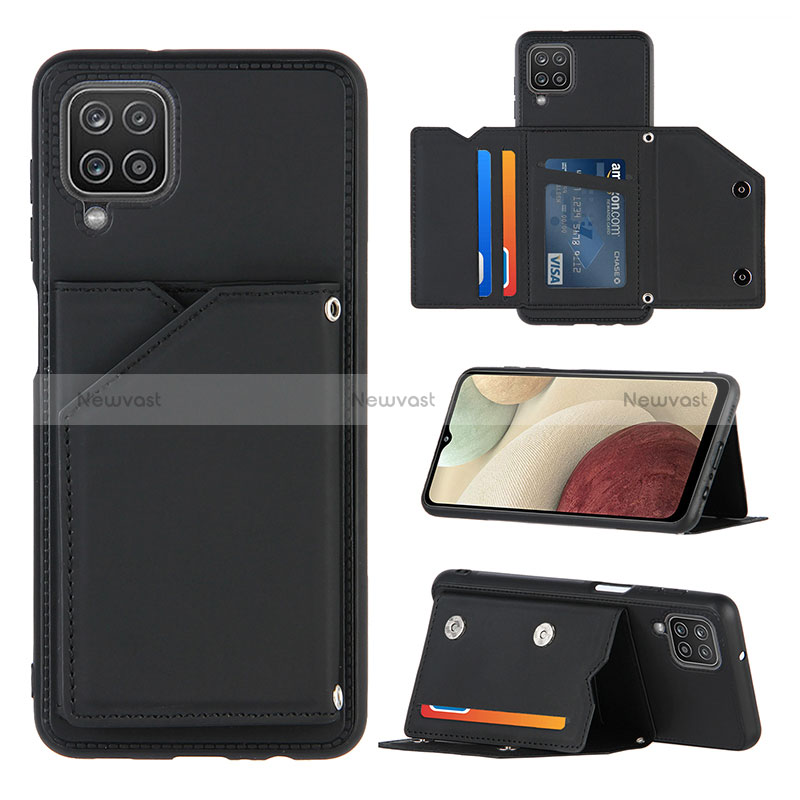 Soft Luxury Leather Snap On Case Cover Y03B for Samsung Galaxy A12 5G Black