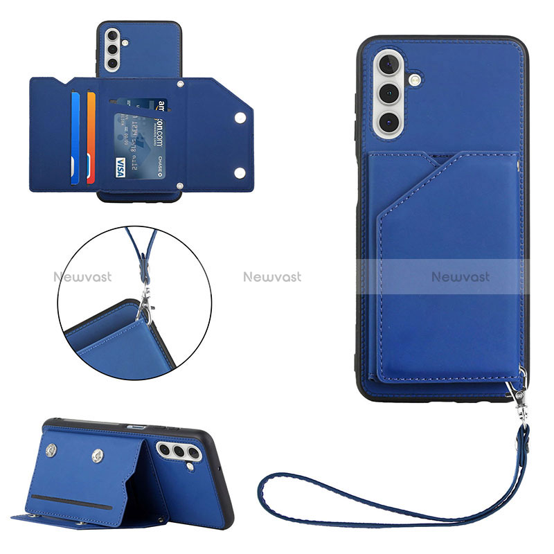 Soft Luxury Leather Snap On Case Cover Y03B for Samsung Galaxy A13 5G Blue