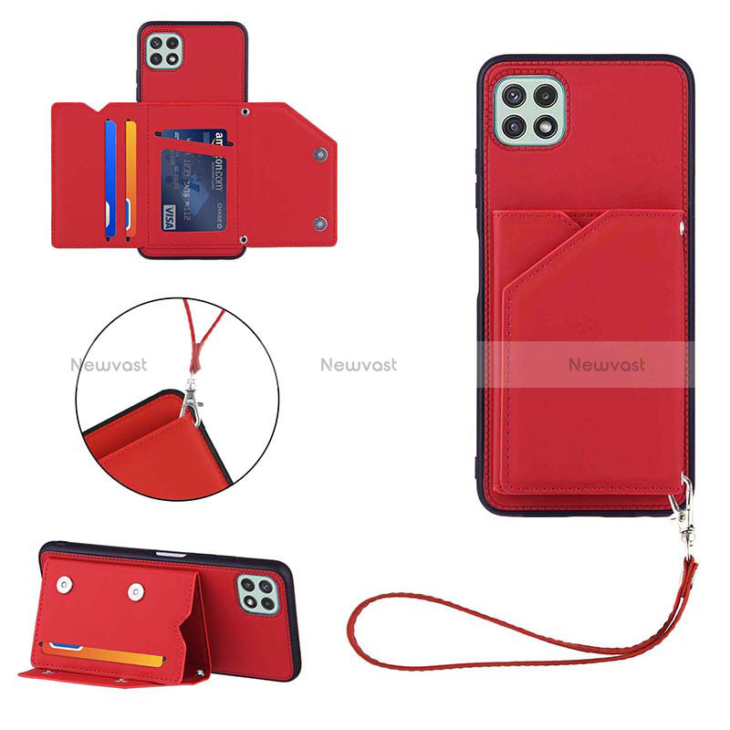 Soft Luxury Leather Snap On Case Cover Y03B for Samsung Galaxy A22s 5G Red