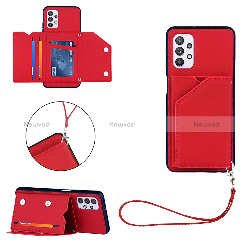 Soft Luxury Leather Snap On Case Cover Y03B for Samsung Galaxy A32 4G Red
