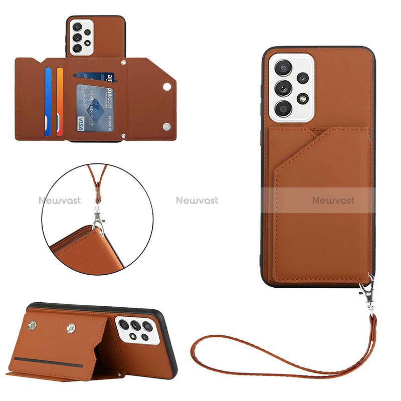 Soft Luxury Leather Snap On Case Cover Y03B for Samsung Galaxy A33 5G Brown