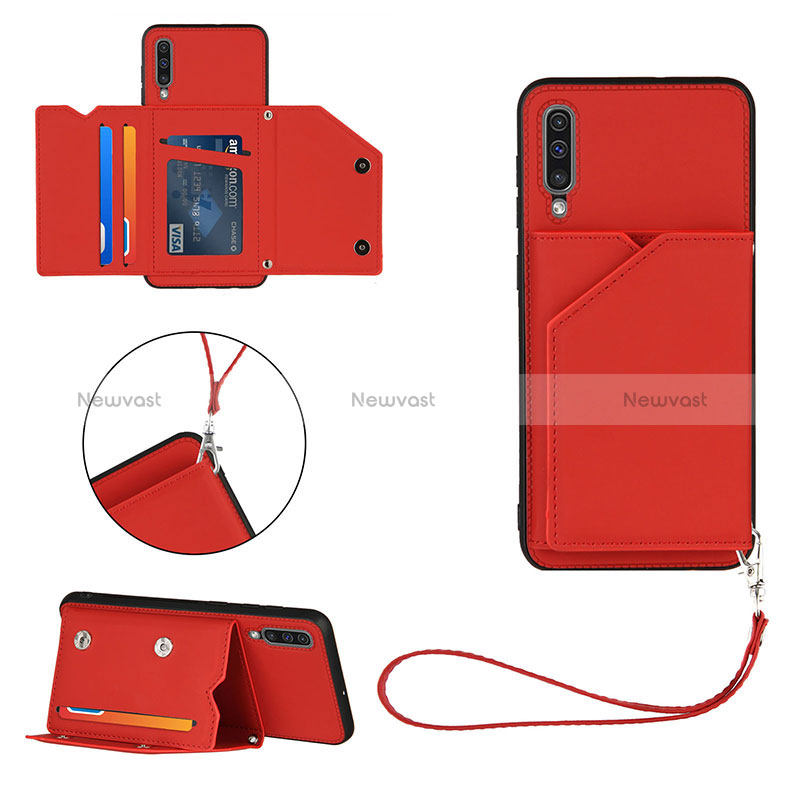 Soft Luxury Leather Snap On Case Cover Y03B for Samsung Galaxy A50 Red