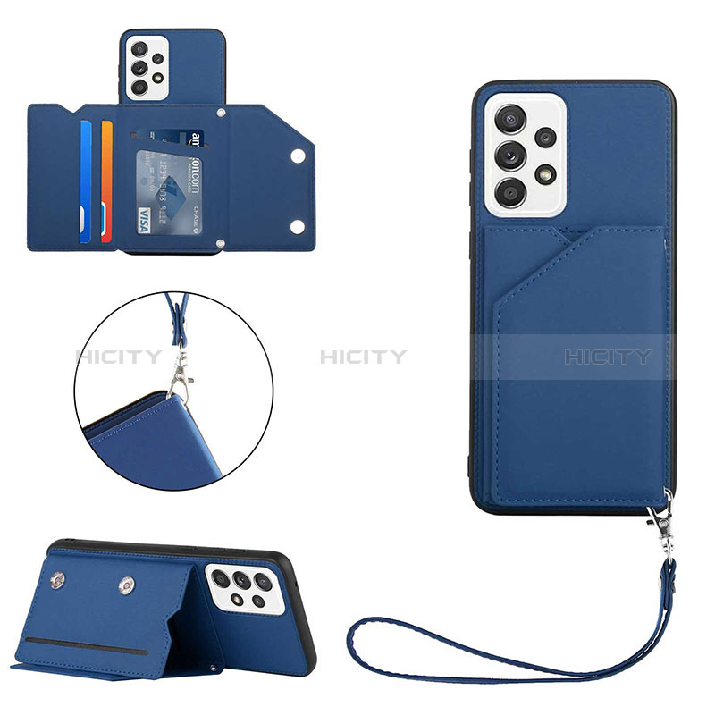 Soft Luxury Leather Snap On Case Cover Y03B for Samsung Galaxy A53 5G Blue