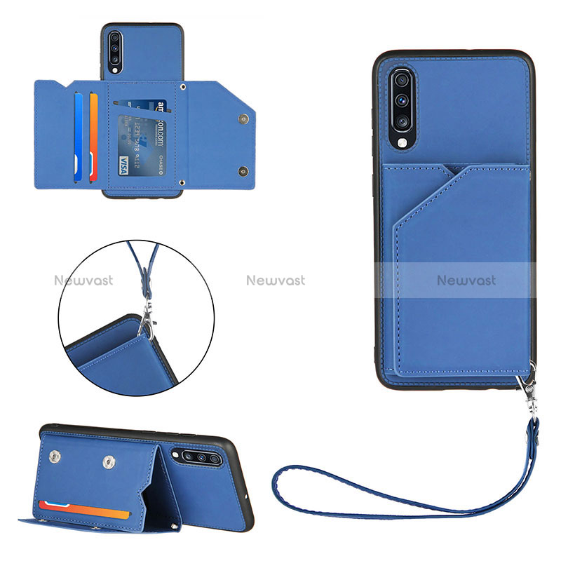 Soft Luxury Leather Snap On Case Cover Y03B for Samsung Galaxy A70 Blue