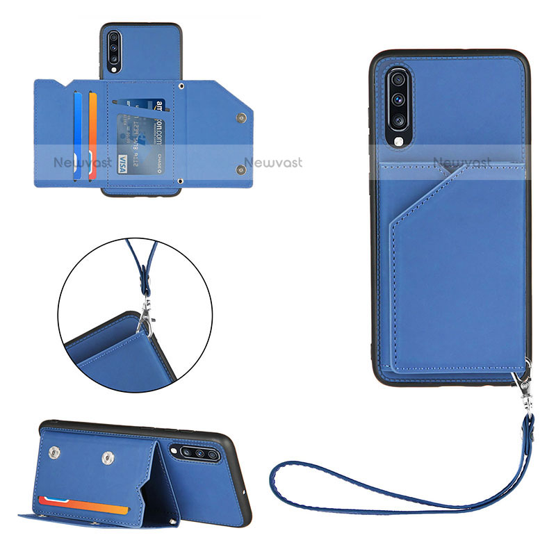 Soft Luxury Leather Snap On Case Cover Y03B for Samsung Galaxy A70S Blue