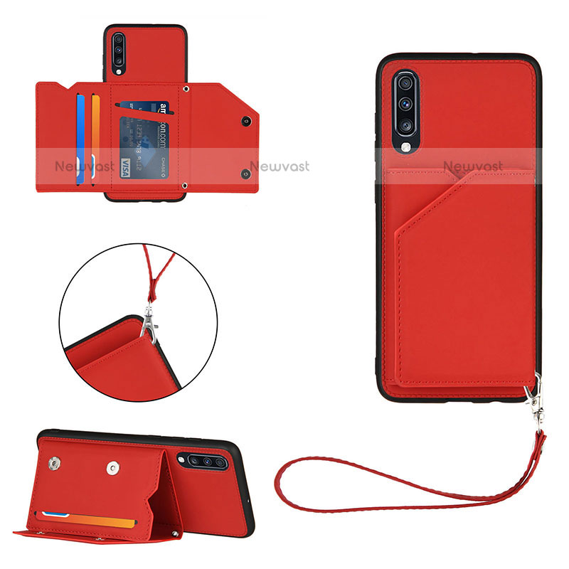 Soft Luxury Leather Snap On Case Cover Y03B for Samsung Galaxy A70S Red