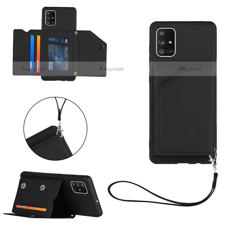 Soft Luxury Leather Snap On Case Cover Y03B for Samsung Galaxy A71 4G A715 Black