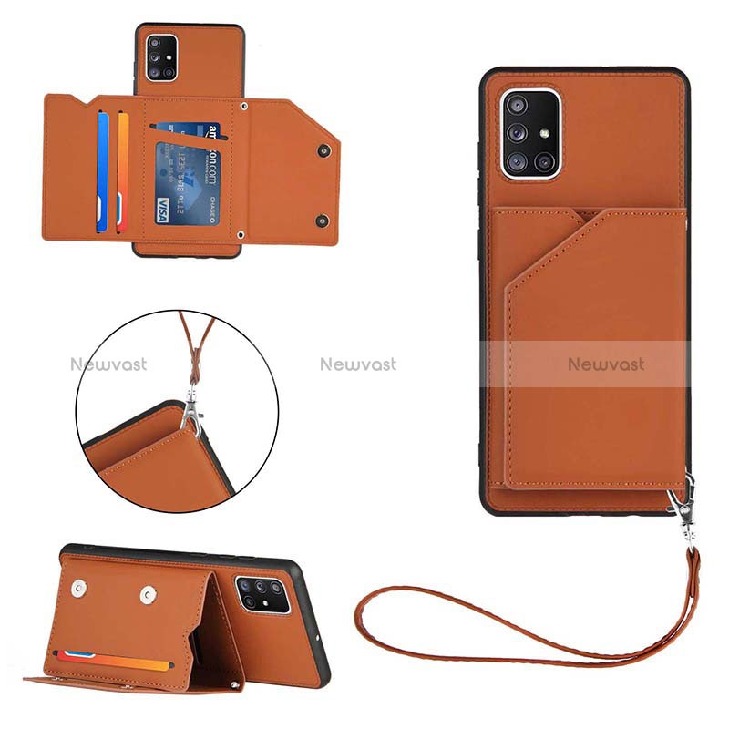 Soft Luxury Leather Snap On Case Cover Y03B for Samsung Galaxy A71 5G Brown