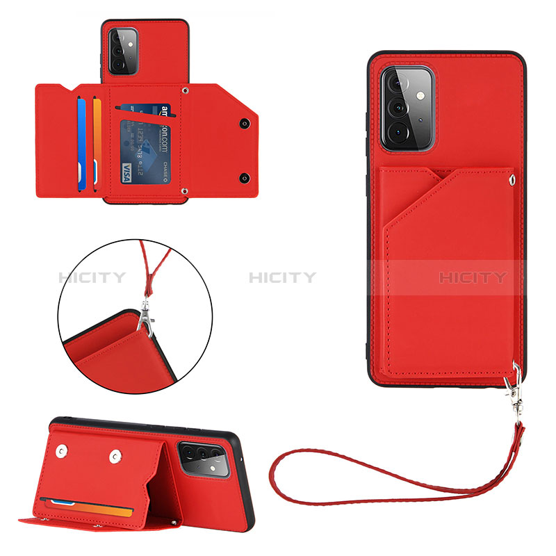 Soft Luxury Leather Snap On Case Cover Y03B for Samsung Galaxy A72 5G Red