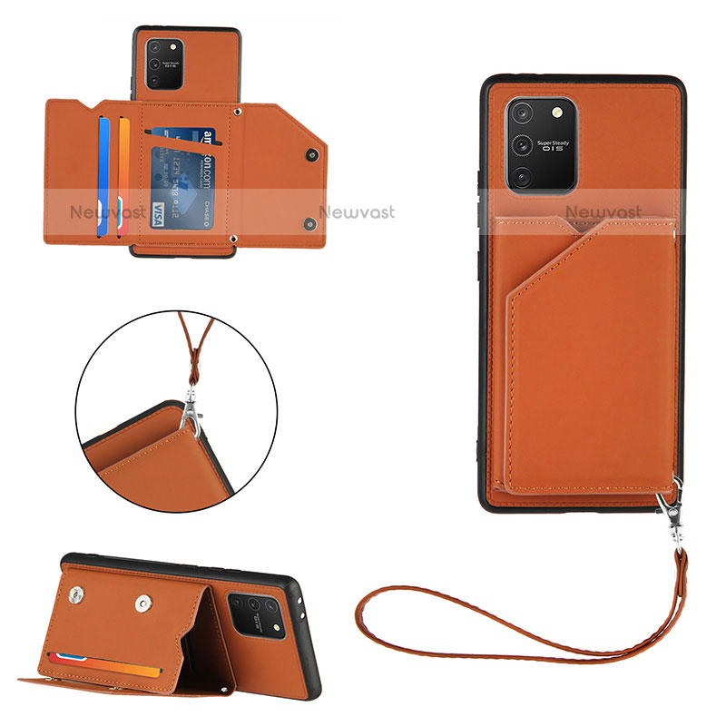 Soft Luxury Leather Snap On Case Cover Y03B for Samsung Galaxy A91 Brown