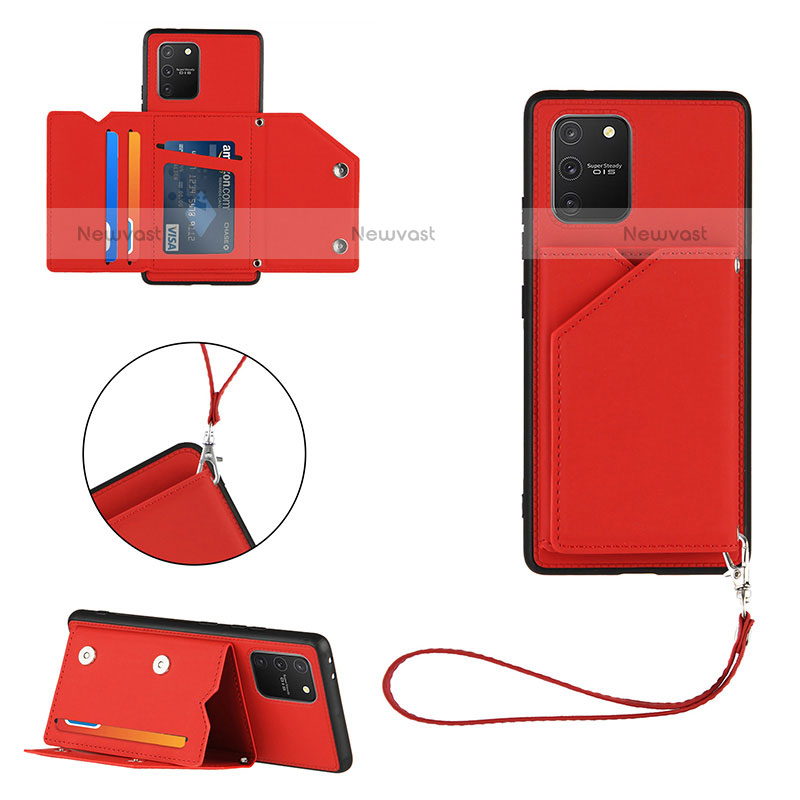 Soft Luxury Leather Snap On Case Cover Y03B for Samsung Galaxy A91 Red