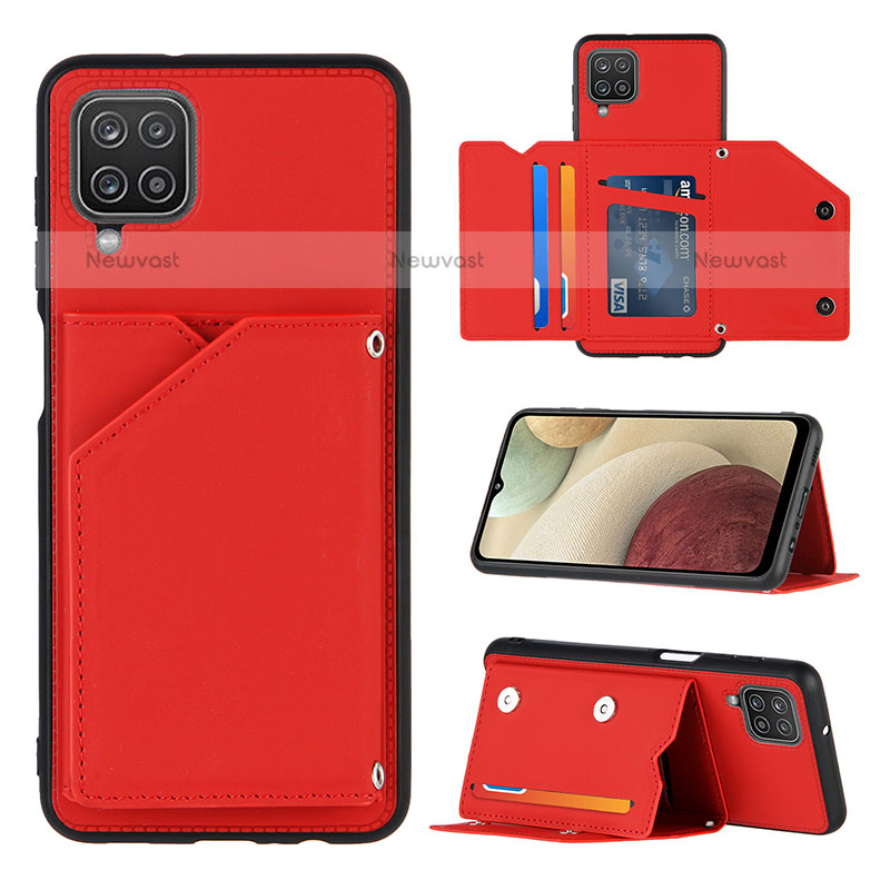 Soft Luxury Leather Snap On Case Cover Y03B for Samsung Galaxy F12 Red