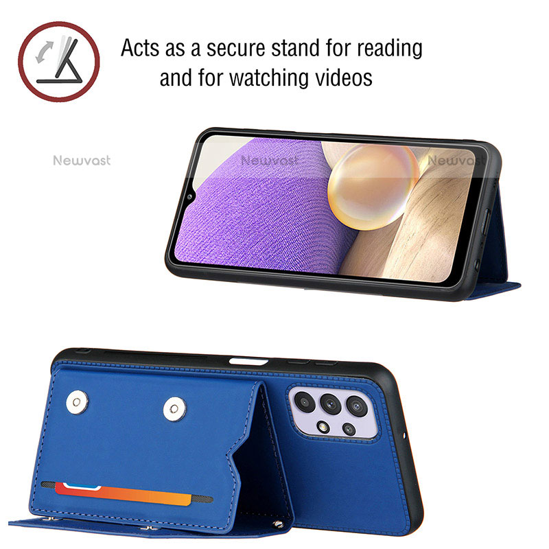 Soft Luxury Leather Snap On Case Cover Y03B for Samsung Galaxy M32 5G