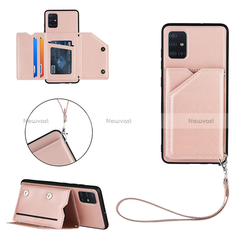 Soft Luxury Leather Snap On Case Cover Y03B for Samsung Galaxy M40S Rose Gold