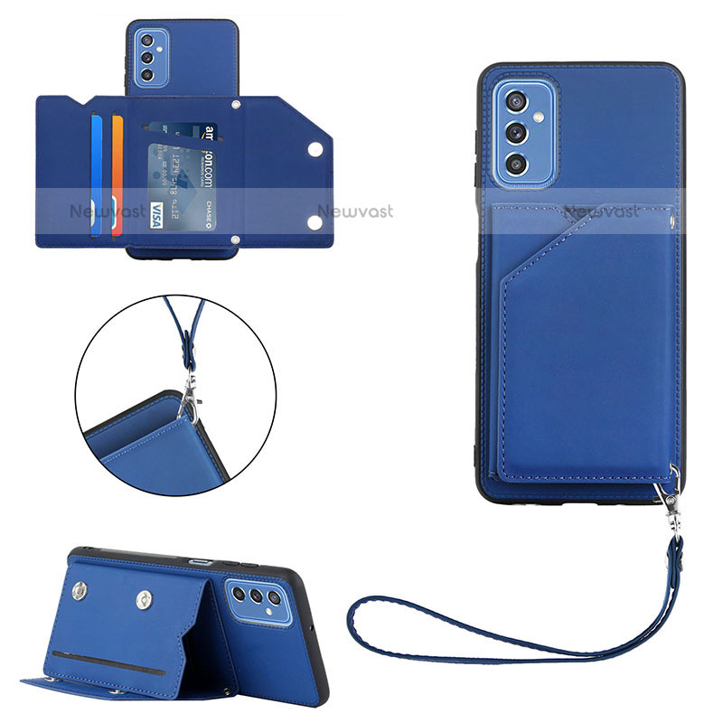 Soft Luxury Leather Snap On Case Cover Y03B for Samsung Galaxy M52 5G Blue