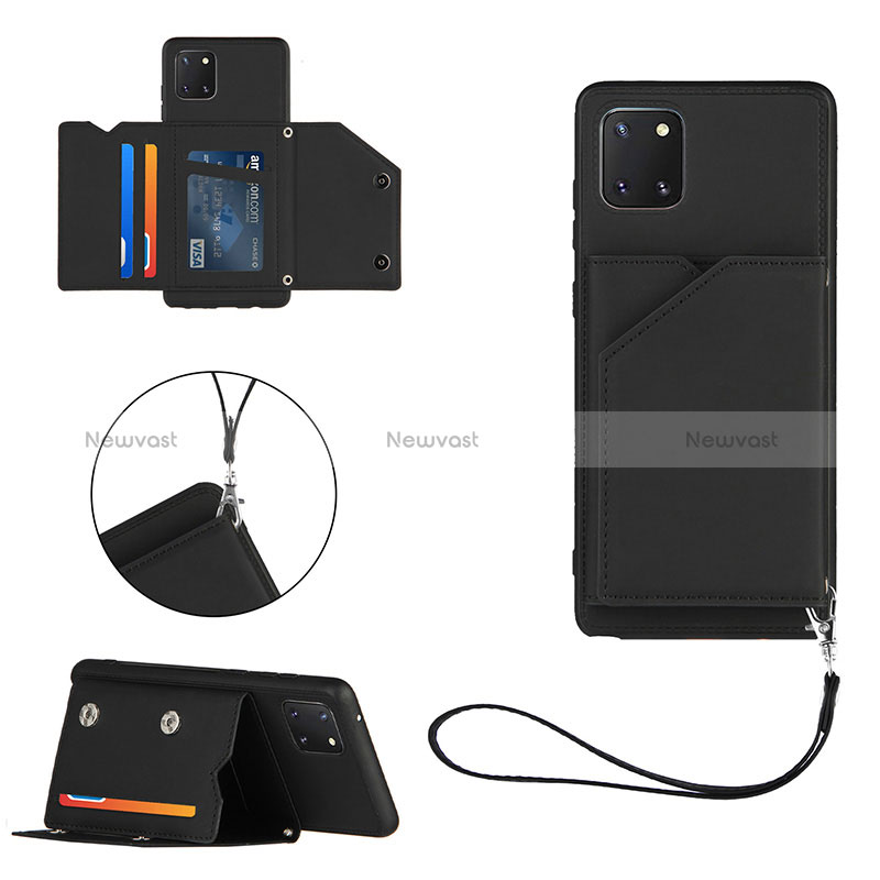 Soft Luxury Leather Snap On Case Cover Y03B for Samsung Galaxy M60s Black