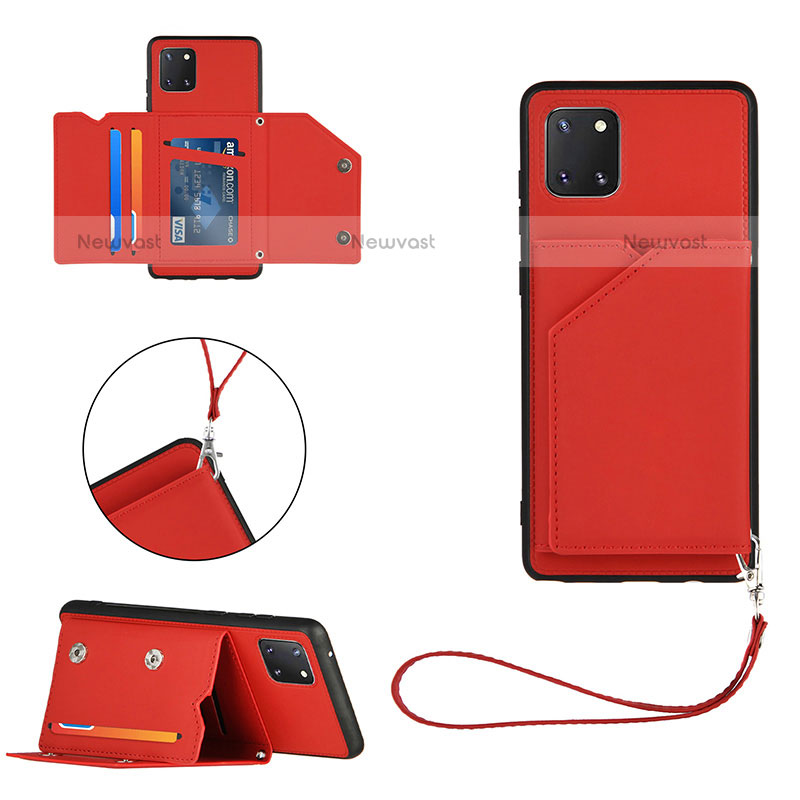 Soft Luxury Leather Snap On Case Cover Y03B for Samsung Galaxy Note 10 Lite Red