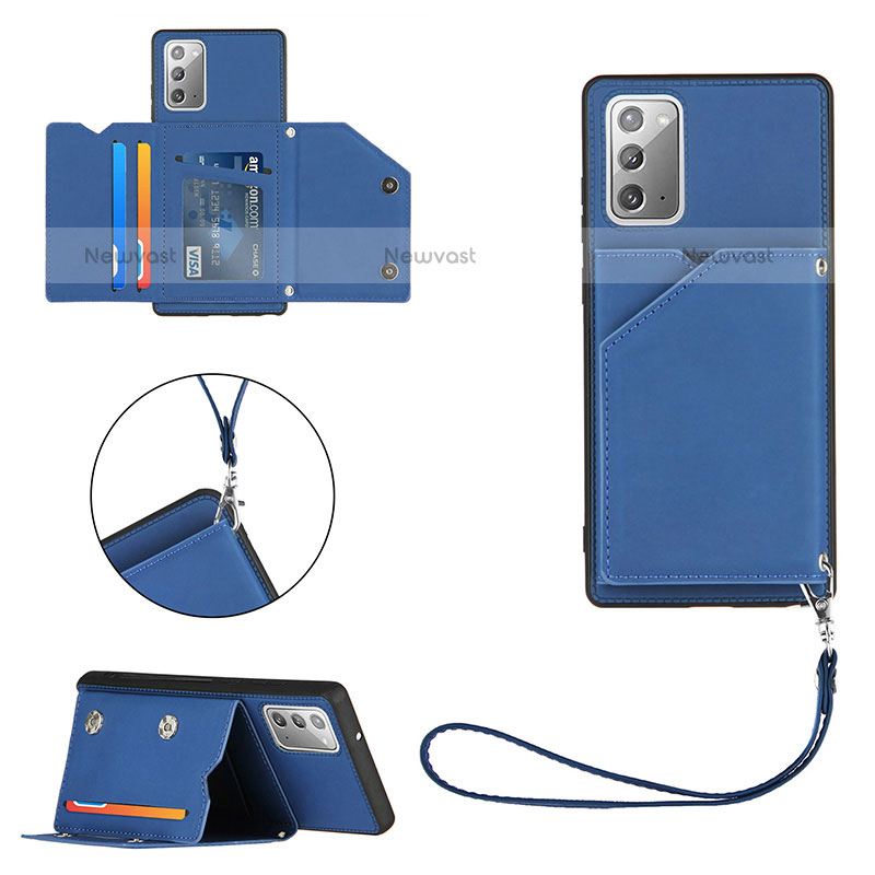 Soft Luxury Leather Snap On Case Cover Y03B for Samsung Galaxy Note 20 5G Blue