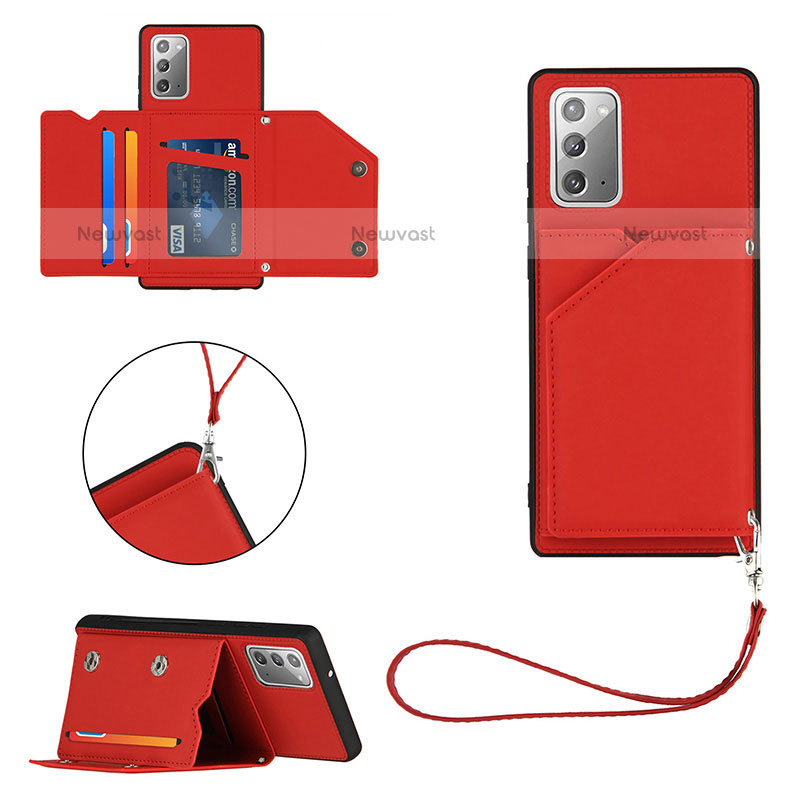 Soft Luxury Leather Snap On Case Cover Y03B for Samsung Galaxy Note 20 5G Red