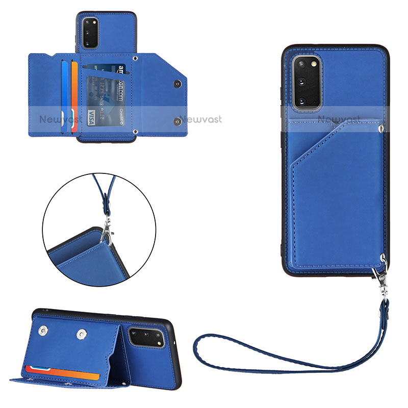 Soft Luxury Leather Snap On Case Cover Y03B for Samsung Galaxy S20 5G Blue