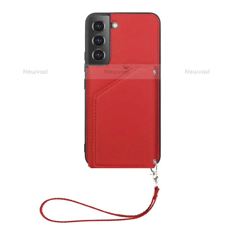 Soft Luxury Leather Snap On Case Cover Y03B for Samsung Galaxy S21 5G Red