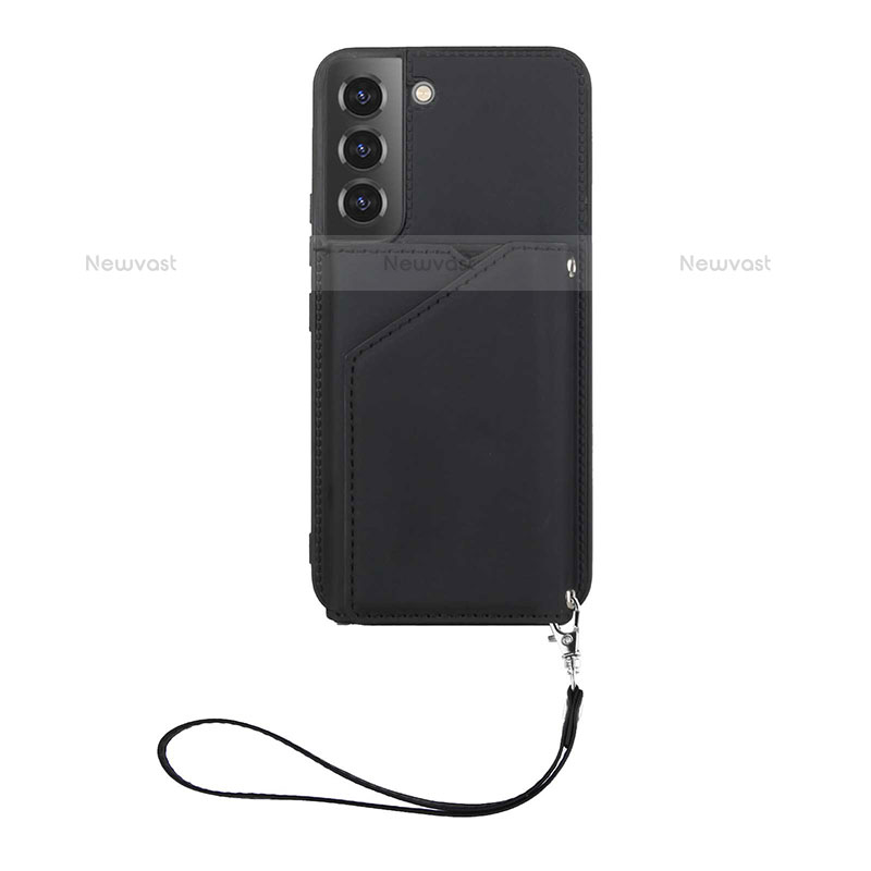 Soft Luxury Leather Snap On Case Cover Y03B for Samsung Galaxy S21 FE 5G Black