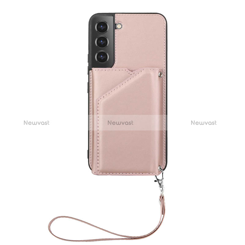 Soft Luxury Leather Snap On Case Cover Y03B for Samsung Galaxy S24 5G Rose Gold