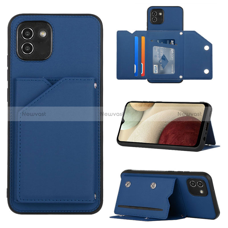 Soft Luxury Leather Snap On Case Cover Y04B for Samsung Galaxy A03