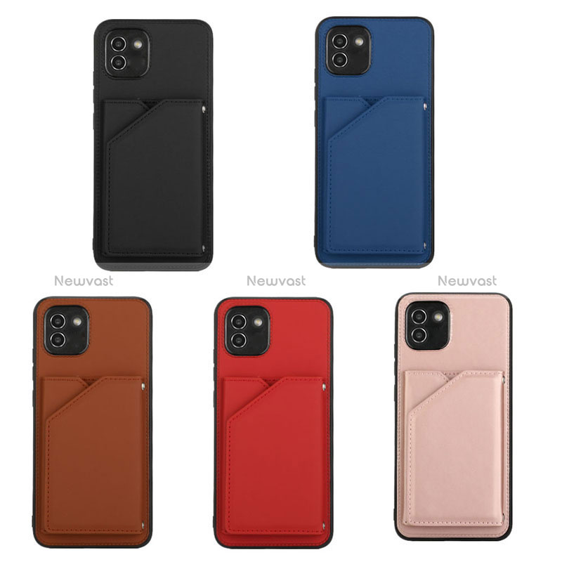Soft Luxury Leather Snap On Case Cover Y04B for Samsung Galaxy A03