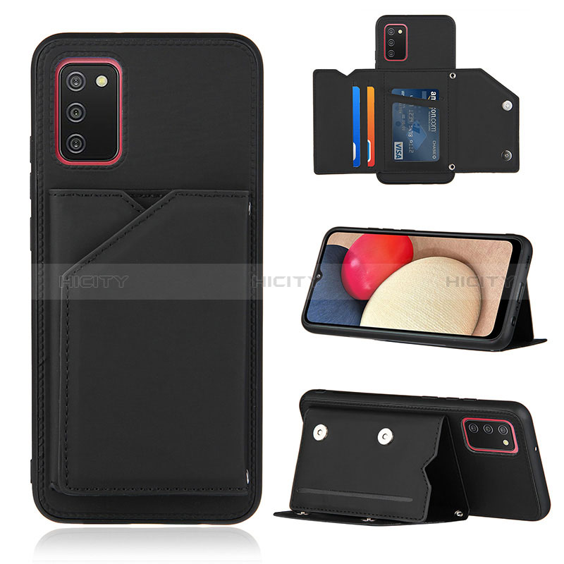 Soft Luxury Leather Snap On Case Cover Y04B for Samsung Galaxy A03s Black