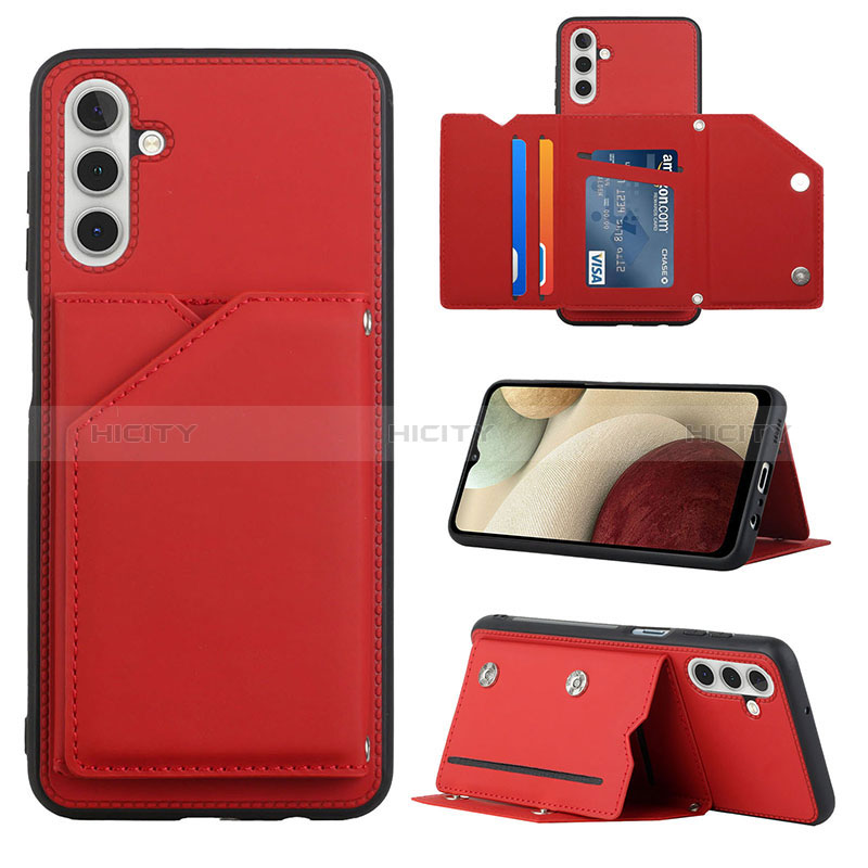 Soft Luxury Leather Snap On Case Cover Y04B for Samsung Galaxy A04s Red