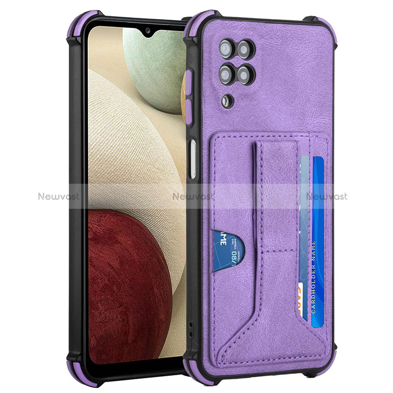 Soft Luxury Leather Snap On Case Cover Y04B for Samsung Galaxy A12 Nacho Purple