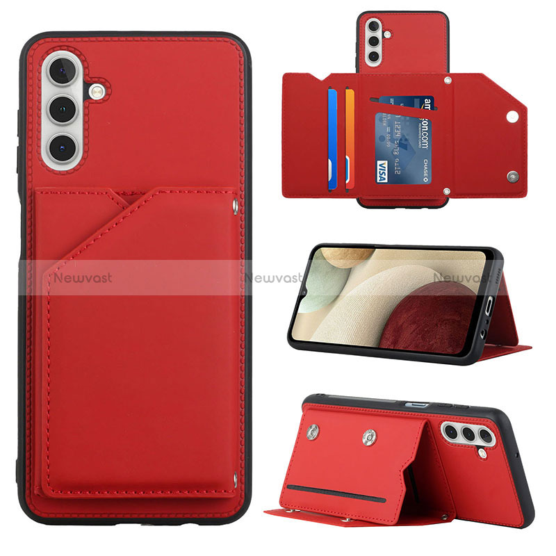 Soft Luxury Leather Snap On Case Cover Y04B for Samsung Galaxy A13 5G Red