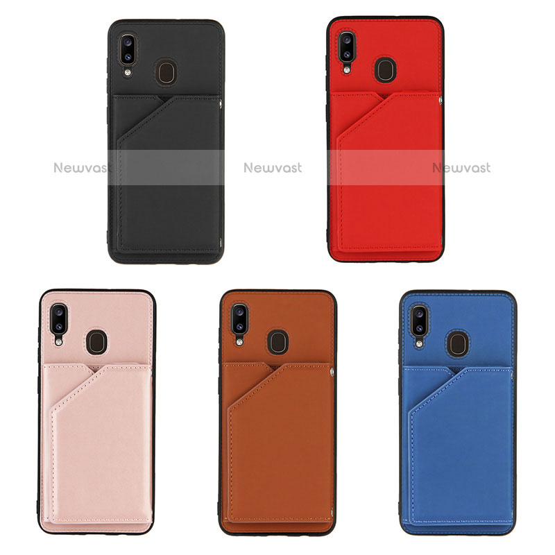 Soft Luxury Leather Snap On Case Cover Y04B for Samsung Galaxy A20