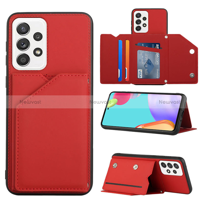 Soft Luxury Leather Snap On Case Cover Y04B for Samsung Galaxy A33 5G Red