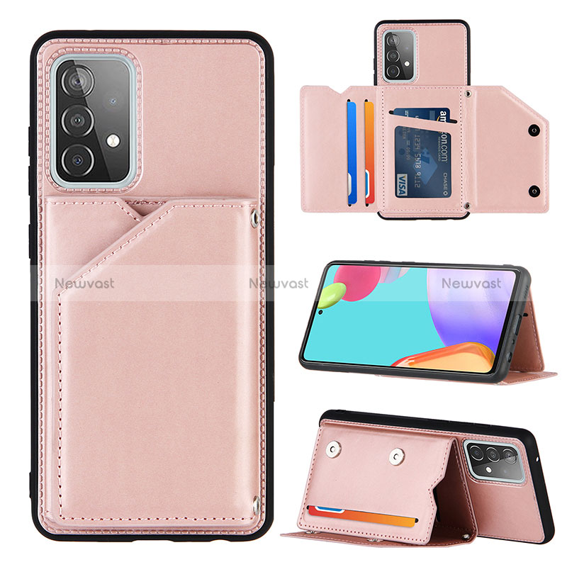 Soft Luxury Leather Snap On Case Cover Y04B for Samsung Galaxy A52 5G