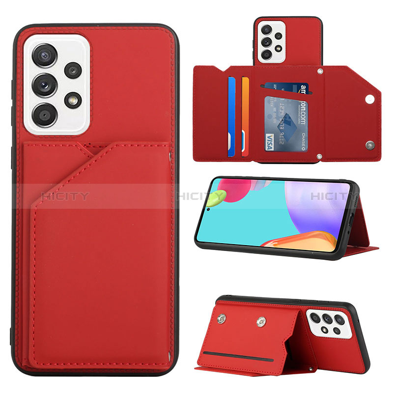 Soft Luxury Leather Snap On Case Cover Y04B for Samsung Galaxy A53 5G Red
