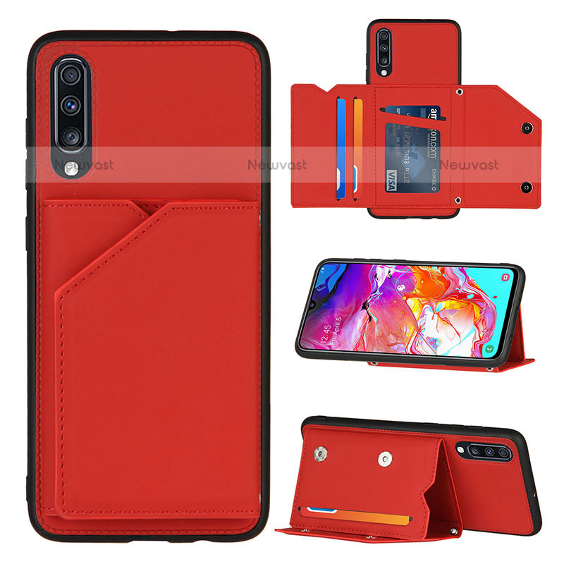 Soft Luxury Leather Snap On Case Cover Y04B for Samsung Galaxy A70S Red