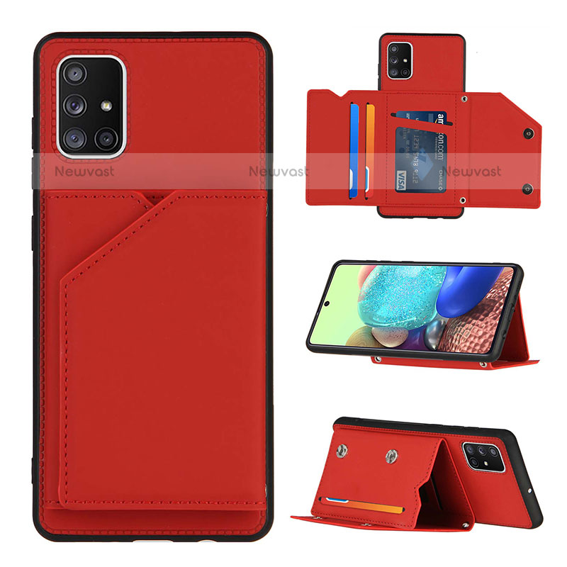 Soft Luxury Leather Snap On Case Cover Y04B for Samsung Galaxy A71 4G A715 Red