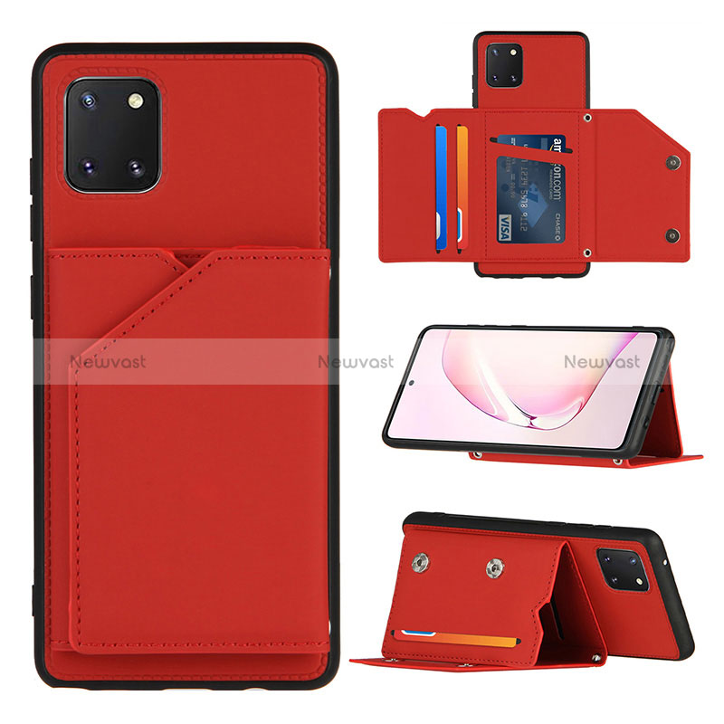 Soft Luxury Leather Snap On Case Cover Y04B for Samsung Galaxy A81 Red